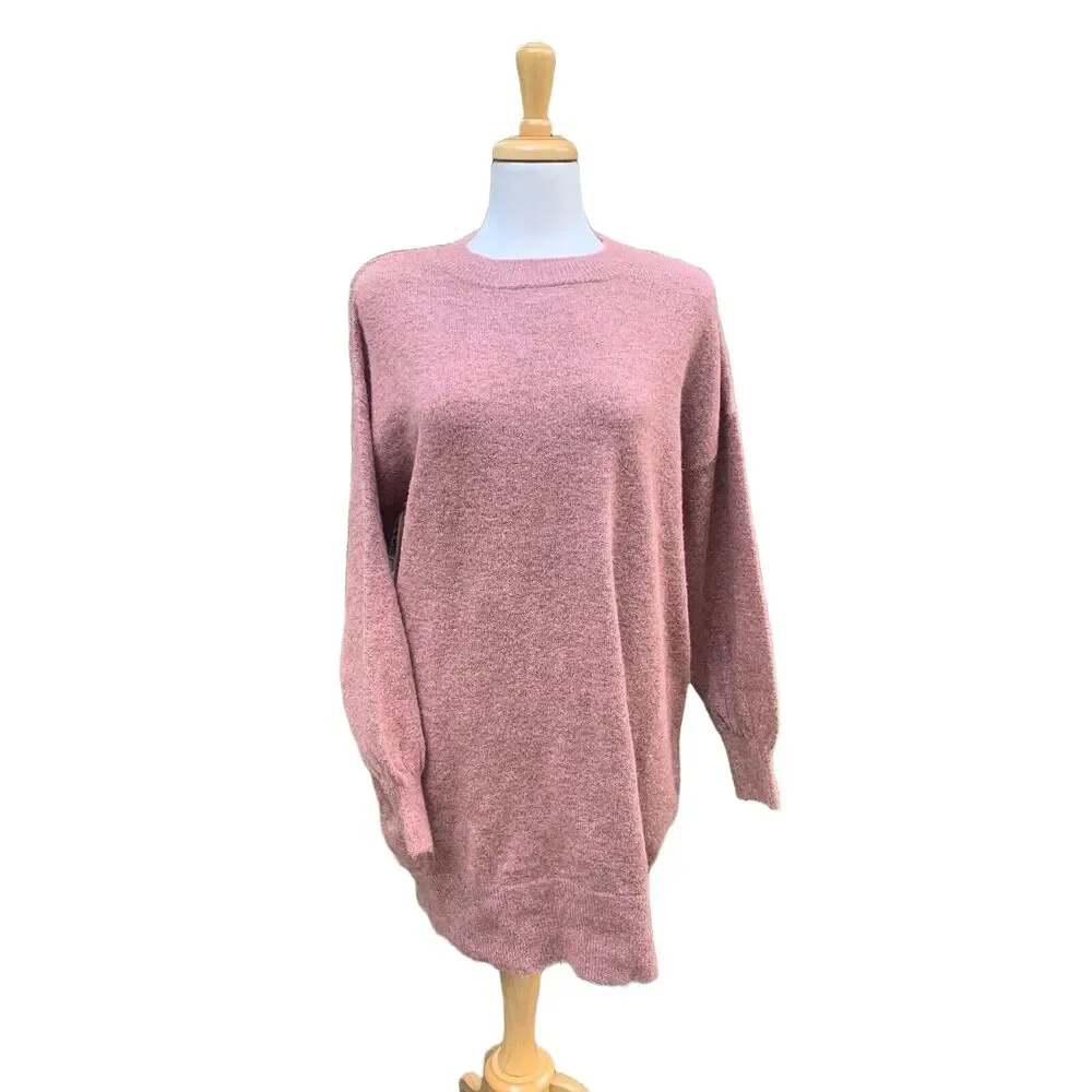 Topshop Oversized Sweater Sz 6 Dusty Rose‎ Pink Puff Sleeves  NWT Cozycore